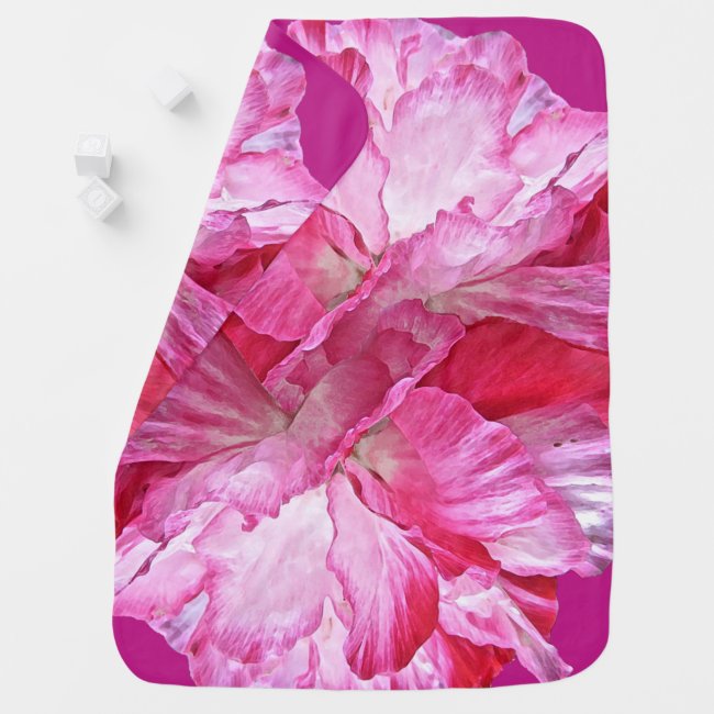 Pink and Red Floral Poppy Flower Baby Blanket