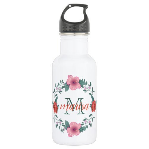 Pink And Red Floral Wrath Stainless Steel Water Bottle