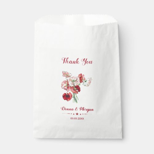 Pink And Red Flowers Favor Bag