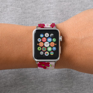 Pink and Red Flowers - Floral Apple Watch Band
