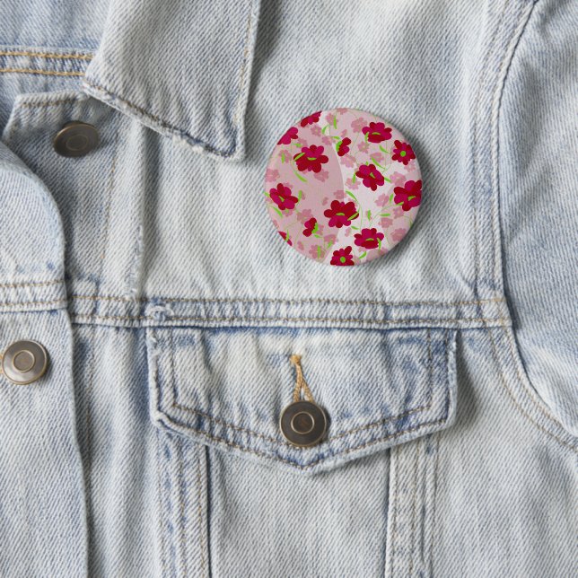 Pink and Red Flowers - Floral Button (In Situ)
