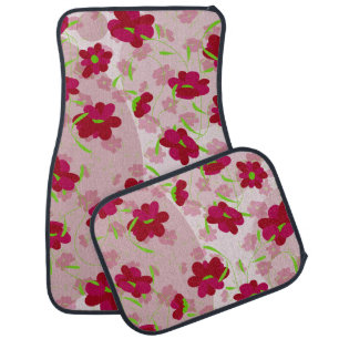 Pink and Red Flowers - Floral Car Floor Mat