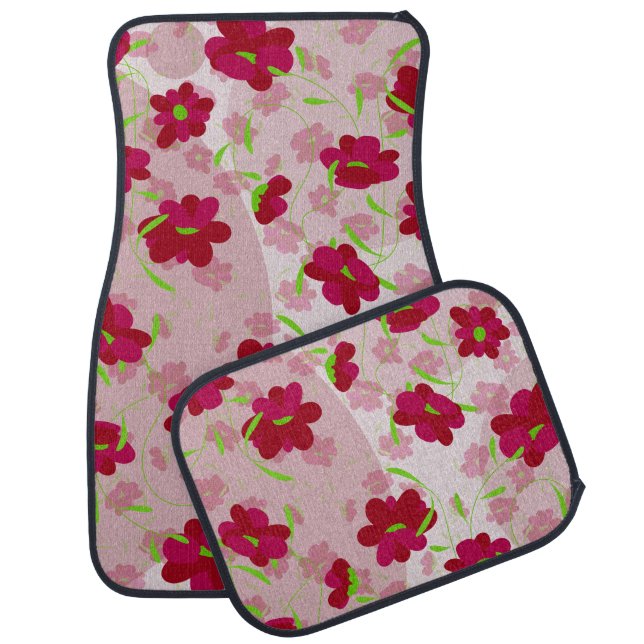 Pink and Red Flowers - Floral Car Floor Mat (Set)