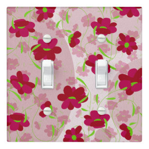 Pink and Red Flowers - Floral Light Switch Cover