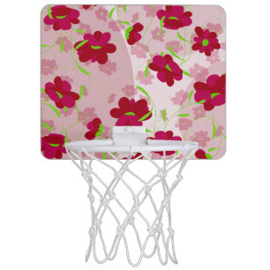 Pink and Red Flowers - Floral Mini Basketball Hoop