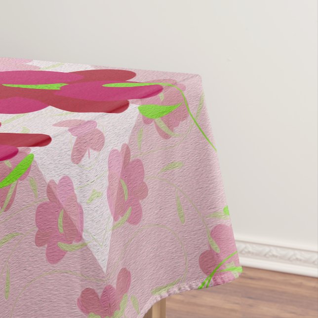 Pink and Red Flowers - Floral Tablecloth (In Situ)
