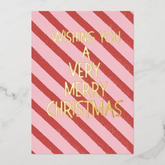 Pink and Red Foil Holiday Card