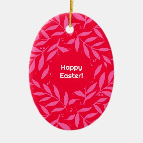 Pink and red foliage Easter Ceramic Ornament