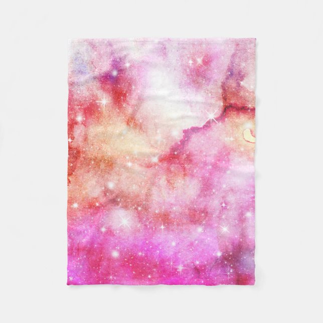 Pink And Red Galaxy Pattern Fleece Blanket (Front)
