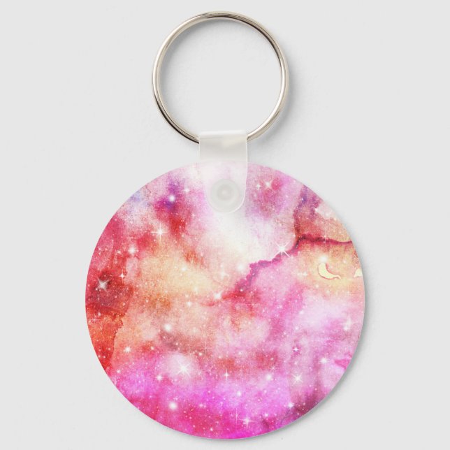 Pink And Red Galaxy Pattern Keychain (Front)