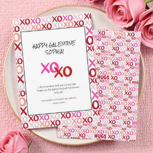 Pink and Red Galentines XOXO Modern Best Friend Holiday Card