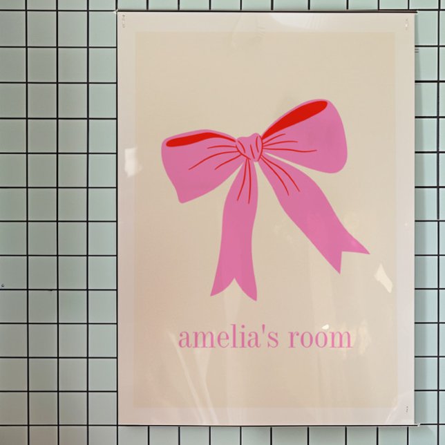 Pink and Red Girly Coquette Bow Personalized Name Poster (Creator Uploaded)