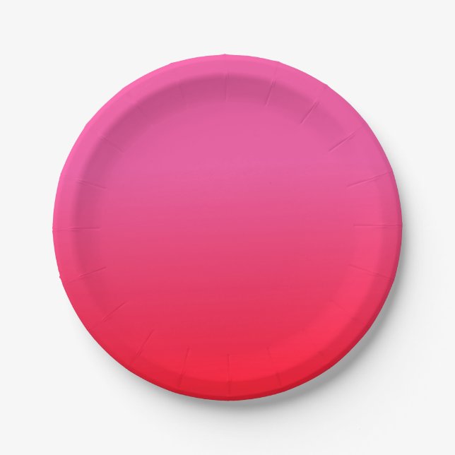 Pink and Red Gradient Paper Plates (Front)