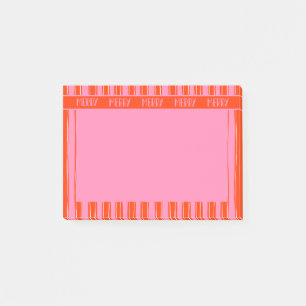 Pink and Red Hand Drawn Striped Merry Post-it Notes