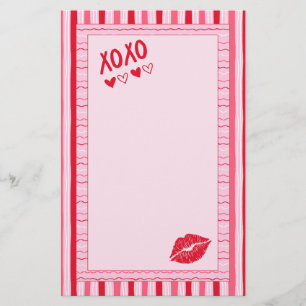 Pink and Red Hand Drawn Stripes Stationery