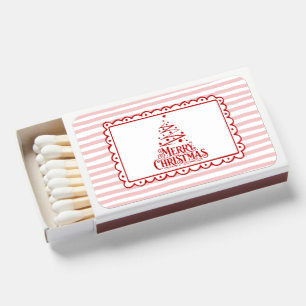 PInk and red hand drawn tree christmas Matchboxes