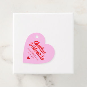 Pink and Red Handwriting Retro Wedding Thank you Favor Tags