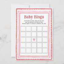 Pink and Red Heart Baby Bingo Game Cards