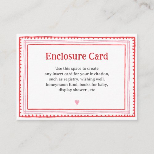 Pink and Red Heart Custom Editable Enclosure Card