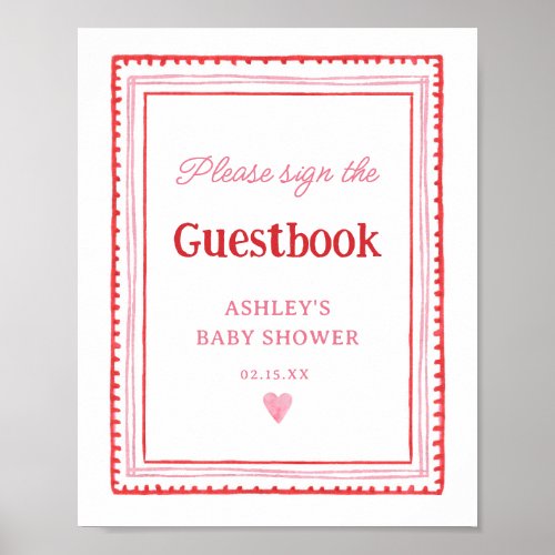 Pink and Red Heart Guestbook Sign