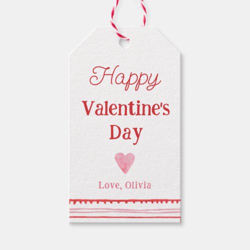 Pink and Red Heart Happy Valentines Day  Gift Tags