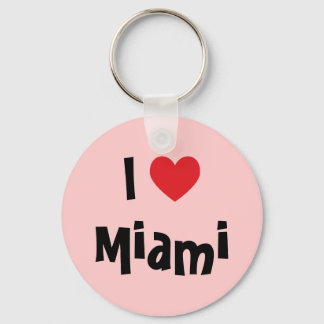 Pink and Red Heart I Love Miami Keychain