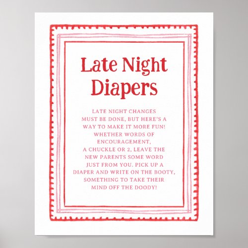 Pink and Red Heart Late Night Diapers Game Poster