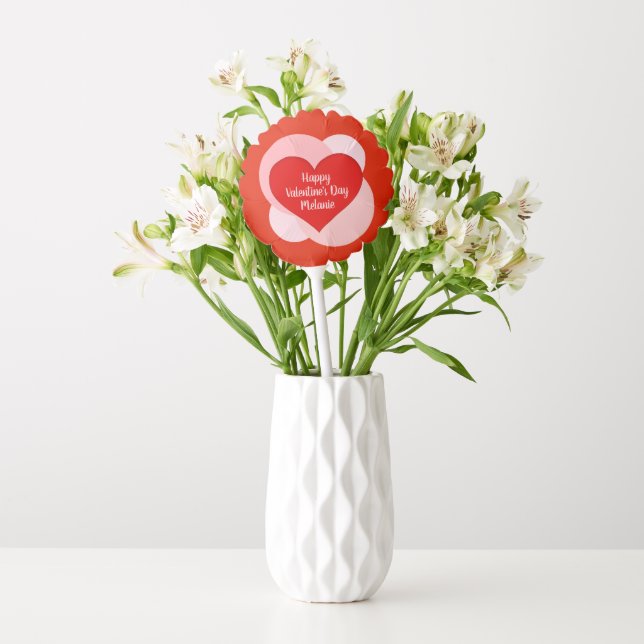 Pink and Red Heart Personalized Valentine Balloon (Vase)