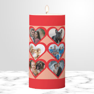 Pink and Red Heart Photo Collage 12 Picture Pillar Candle
