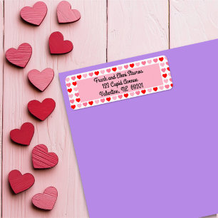 Pink and Red Heart Valentine Love Pattern Label