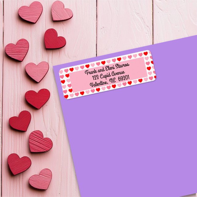 Pink and Red Heart Valentine Love Pattern Label (Creator Uploaded)