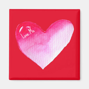 Pink and red heart watercolor pop art valentine magnet