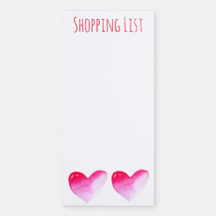 Pink and red heart watercolor pop art valentine magnetic notepad