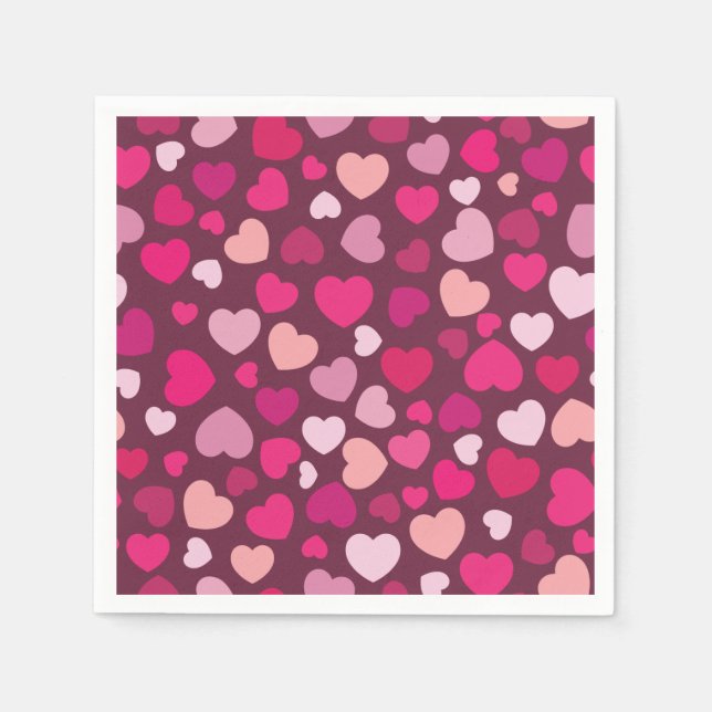 Pink and Red Hearts Napkins (Front)