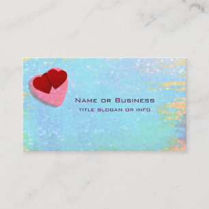Pink and Red hearts on a Blue Textured Background Business Card