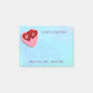 Pink and Red hearts Personalized Wedding Post-it Notes