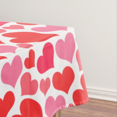 Pink and Red Hearts Tablecloth