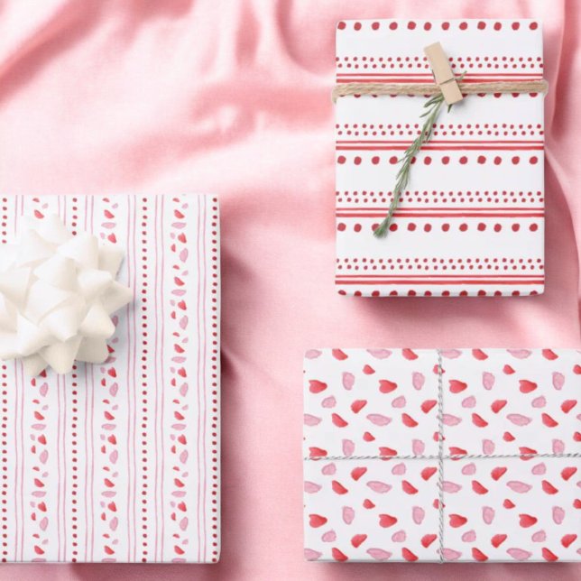 Pink and Red Hearts Valentine's Day Gifts Wrapping Paper Sheets (Creator Uploaded)