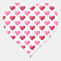 Pink and Red Hearts Valentine's Day Love  Heart Sticker