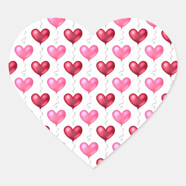 Pink and Red Hearts Valentine's Day Love  Heart Sticker (Front)