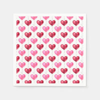 Pink and Red Hearts Valentine's Day Love Napkins