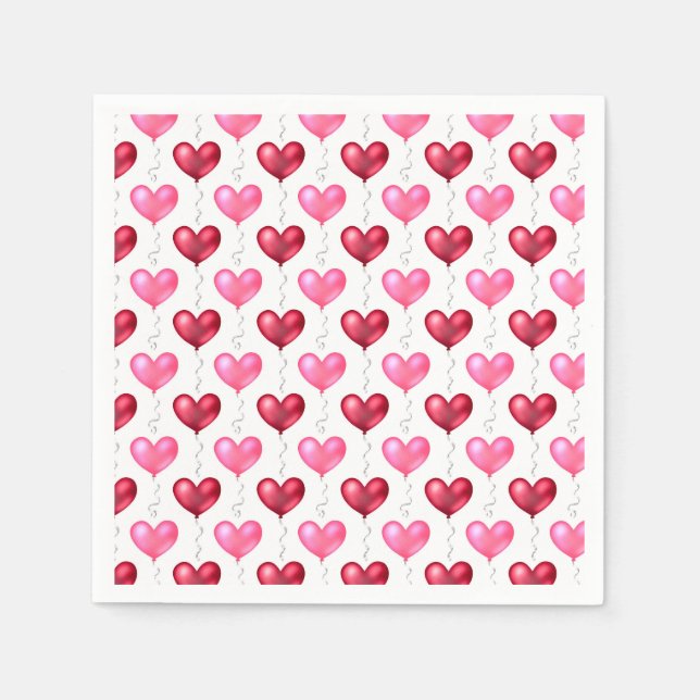 Pink and Red Hearts Valentine's Day Love Napkins (Front)