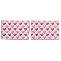 Pink and Red Hearts Valentine's Day Love  Pillow Case