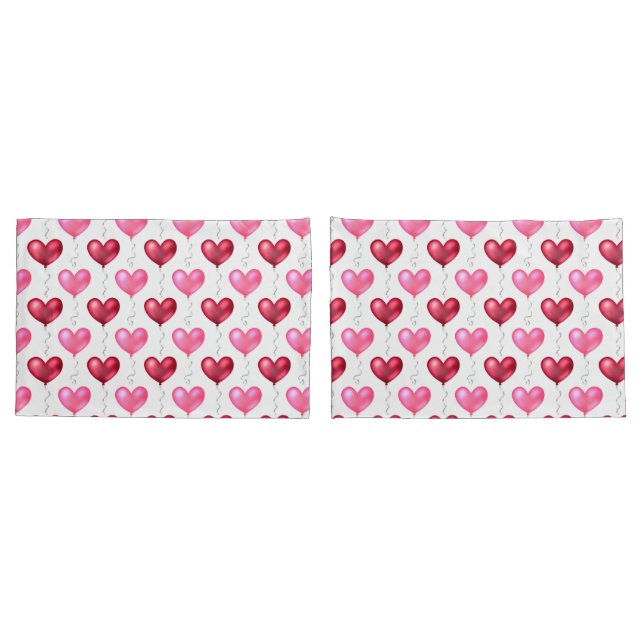 Pink and Red Hearts Valentine's Day Love  Pillow Case (Back-Set)