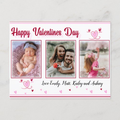 Pink and Red Hearts Valentines Day Photo Card