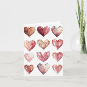 Pink and Red Hearts Valentine's Greeting Card