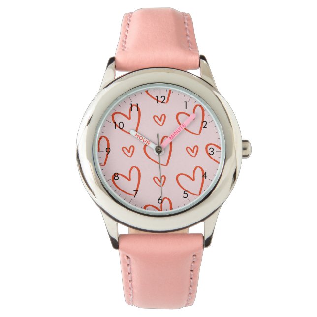Pink and Red hearts Watch (Front)