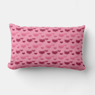 Pink and Red Hearts with Wings Pattern Lumbar Pillow