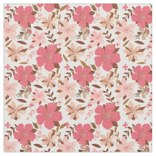 Pink and red Hibiscus flower pattern Fabric