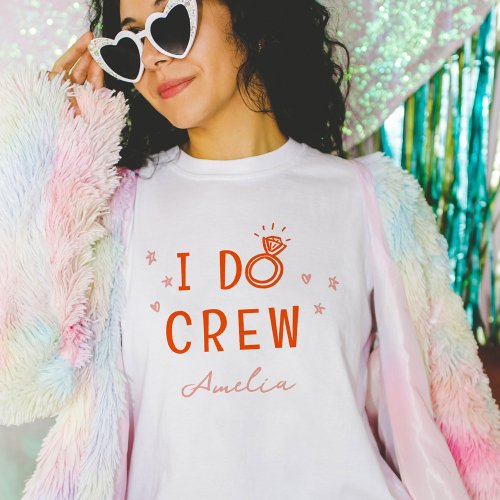 Pink and Red I Do Crew Sketch Bachelorette Party T_Shirt